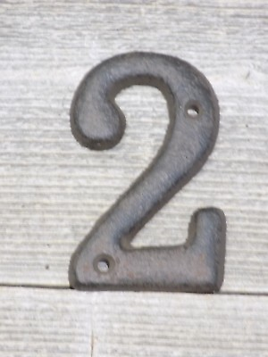 #ad Rustic BROWN Cast Iron Metal House Numbers Street Address # Phone Number 2 TWO $5.94