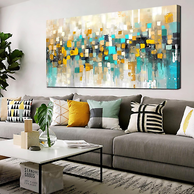 #ad #ad Modern Wall Art for Living Room Abstract Canvas Wall Art for Bedroom Teal an $130.99