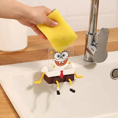 #ad Cartoon Sponge Holder SpongeBob Kitchen Organizer Storage Drain Rack Holder US $9.99