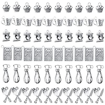 #ad 60PCS Alloy Baking Charms Pendant Measuring Cup Egg Beater Cupcake Kitchen Mi... $17.84