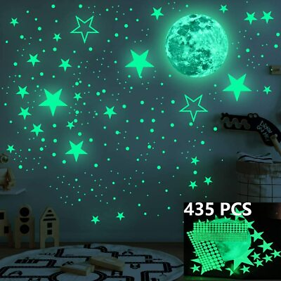 #ad 435X Glow In The Dark Luminous Stars Moon Wall Stickers Decal Kid Room Decor US $8.49