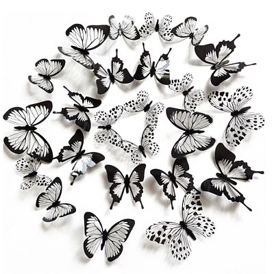 #ad Butterfly Wall Stickers 3D Wedding Decoration Bedroom Home Decor PVC Decal 24Pcs $12.99