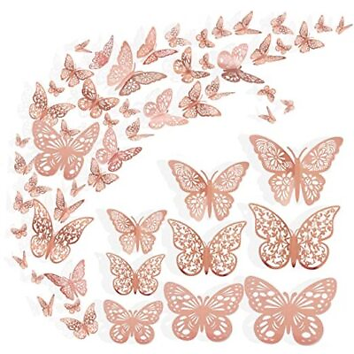 #ad Butterfly Wall Decor 3 Styles 3 Sizes 3D Butterfly 36 Pcs Rose Gold $13.72