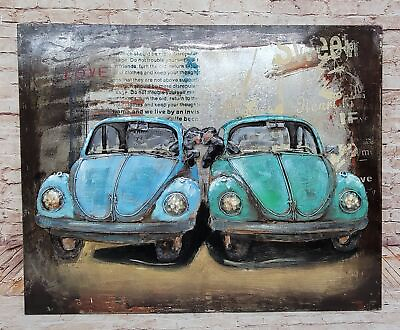 #ad Volkswagen VW Beetle Car 3D Wall Art Painting on Metal Canvas $299.00