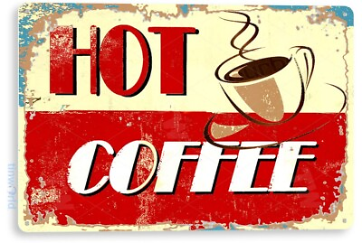 #ad Coffee Sign Rustic Retro Coffee Shop Metal Sign Decor Kitchen Tin Sign D202 $10.25