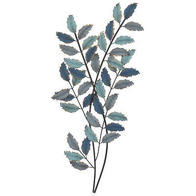 #ad Blue Metal Leaf Wall Decor with Gold Accents $26.41