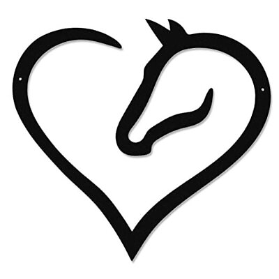 #ad Metal Horse Heart Sign Horse Decor for Art Wall Horse Head Western Room Black $20.49
