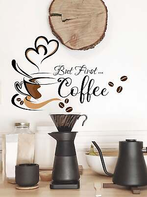 But First Coffee Wall Sticker Decal Kitchen Wall Art Decoration Adhesive Wall $4.87