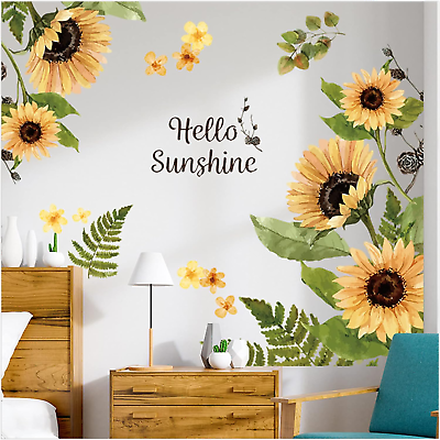#ad #ad Sunflower Wall Stickers3D Yellow Flower Wall DecalsEasy Peel and Stick Wallpap $13.77