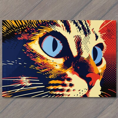 #ad ART PRINT Cat Pop Art Halftone Cartoon Bright Colorful Fun Cute Colors Happy $18.00