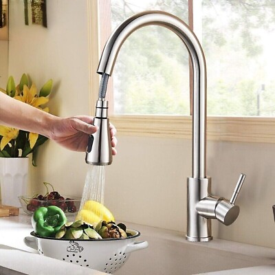 #ad #ad Kitchen Sink Commercial Faucet Pull Out Sprayer Mixer Tap Brushed Nickel $21.59