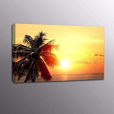#ad Canvas Wall Art Seaside Sunset Coconut Tree Canvas Prints Art Painting Picture $78.80