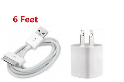 #ad Home Wall Charger 6FT 30 pin Data Charging Cable f for iPhone 3G 4 ipod Classic $5.99