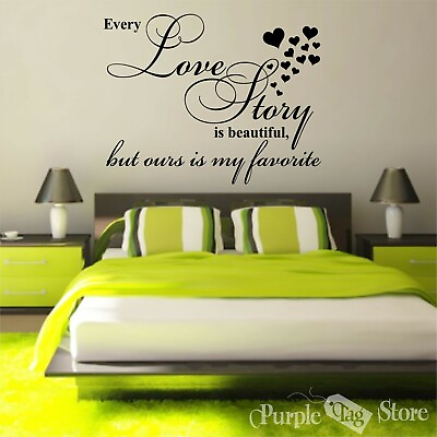 Love Story Vinyl Art Hearts Homes Wall Bedroom Room Quote Decal Sticker Decor $31.99