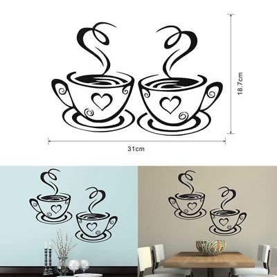 #ad Coffee Cup Pattern Wall Stickers Cafe Vinyl Decals Pub Decals Kitchen Home Decor $2.99