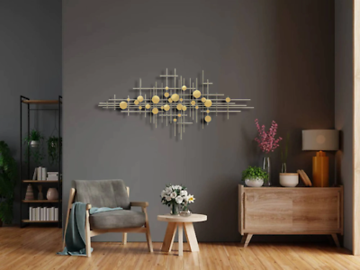 #ad golden metal wall decor geometric wall hanging2d wall sculpture2d wall sign $169.00