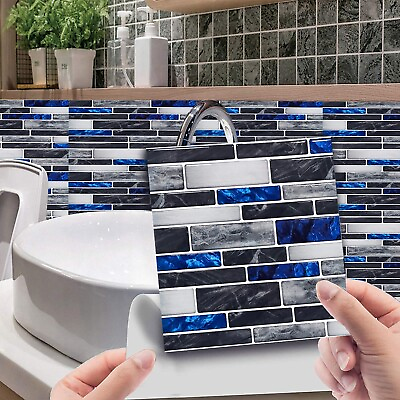 #ad 10pcs Mosaic Self Adhesive Tile Wall Stickers Bathroom Kitchen Home Decor New $7.25