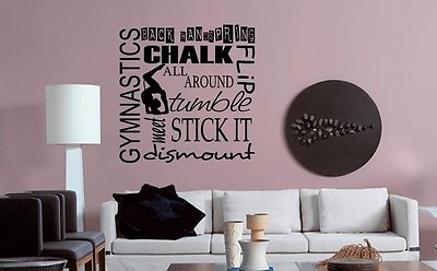 #ad GYMNASTICS Vinyl Wall Art Decal Decor Lettering Words Quote Teen Room Sports $22.29