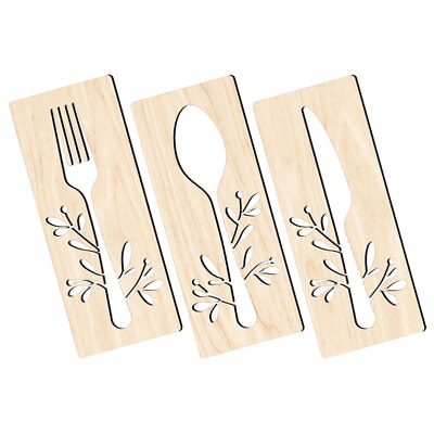 #ad Wooden Fork Spoon Knife Sign Basswood and Wall Decor Cutter Eat Signs Kitchen $15.11