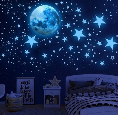 526 pc Glow in The Dark Stars for Ceiling or Wall Blue Stars Kids Room Decor $10.99