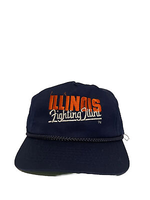#ad Vintage Illinois Fighting Illini Adjustable Trucker Hat amp; Rope Embroidered $24.99