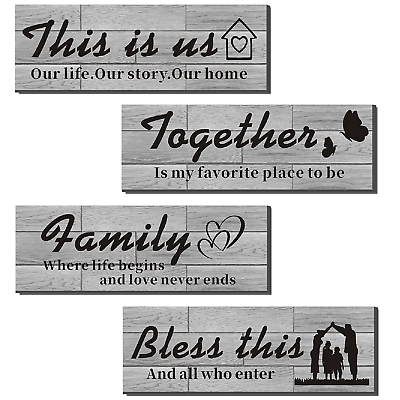 #ad #ad 4 PCS Home Wall Decor Signs Rustic Wood Signs Farmhouse Entryway Signs for Bedro $35.99
