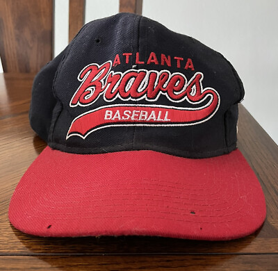 #ad Vintage Atlanta Braves Starter Script Logo Snapback Hat MLB The Natural Wool 90s $51.20