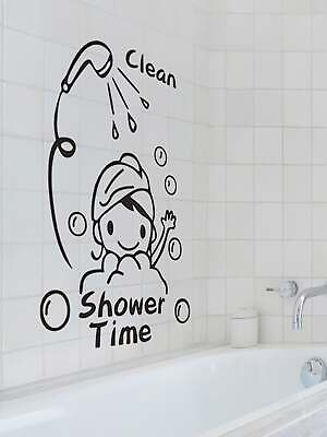 #ad Shower Time Wall Sticker Bathroom Bathtub Cartoon Wall Decal For Home Decoration $10.64
