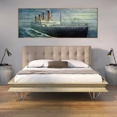 #ad Mold proof solid pine wood Ship decor 3d design wrought iron wall decor art Sale $349.00