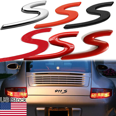 #ad 1x S Letter Rear Trunk Badge Emblem Sticker For Porsche Cayenne Panamera 718 911 $13.99