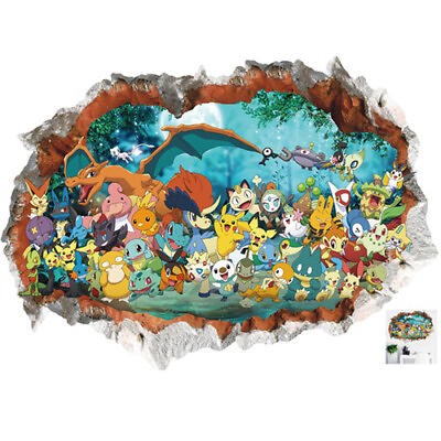 #ad Decoration 3D Decal Bedroom Sticker Pokémon Decor Hole In Wall Kids $11.79
