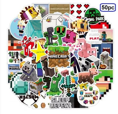 #ad Minecraft Sticker Vinyl Decals Gaming Game Teacher Favors Reward Supply Lot 50pc $9.98
