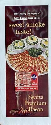 #ad Vtg Print Ad 1953 Swift#x27;s Premium Bacon Retro Kitchen Wall Art Home Gift $9.95