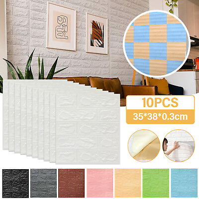 #ad 3D Foam Brick Wall Panels Stickers Self Adhesive Waterproof Living Room Wallpape $11.99