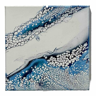 #ad Original Abstract Acrylic Fluid Art Painting 12quot;x12quot; Signed Canvas Modern ART $24.95
