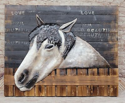 #ad Horse Decor Wall Art Horse Painting Wall Decor Rustic Farmhouse 3 Dimensional NR $124.50