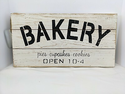 Distressed Bakery Farmhouse Pies Cupcakes Sign Country Decor Wooden Black White $30.98