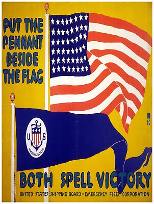 #ad 7616.United states shipping board.American flag waving.POSTER.art wall decor $35.00