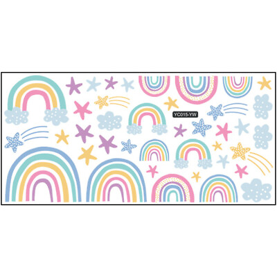 #ad Cloud Wall Decals Rainbow Stickers for Kids Pastel Decor Child Soft $8.26