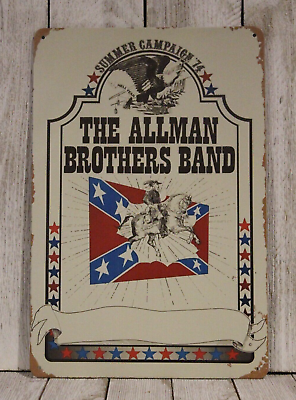 #ad Allman Brothers Tin Sign Metal Poster Band Live in Concert Vintage Look Rustic $10.97