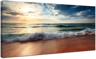 #ad Beach Canvas Wall Art for Living Room Bedroom Home Decorations Sunrise Blue Ocea $68.99