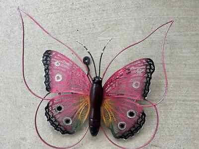 #ad Metal Pink Butterfly Wall Plaque Sign Home Garden Decor 12 x11 Inches New $29.99