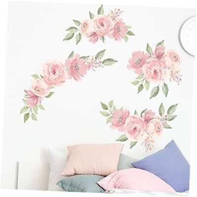 #ad Flowers Wall Stickers Watercolor Nature Plant Vinyl Removable Peel Pink Peony $26.82