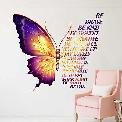 #ad Large Colorful Inspirational Wall Decals Quotes Vinyl Butterfly Wall Art Sticker $12.22