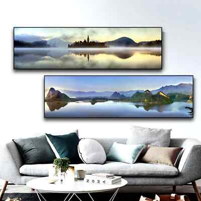 #ad Mountains Lakes Canvas Painting Canvas Wall Art Living Room Bedroom Decor Print $25.64
