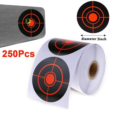 #ad 250Pcs Splatter Target Stickers Roll 3quot; Adhesive Reactive Targets Paper Shooting $12.97