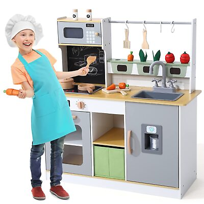 #ad Super Large Cooking Pretend Play Kitchen Sets Kids Wooden Playset Toys Gifts $119.90
