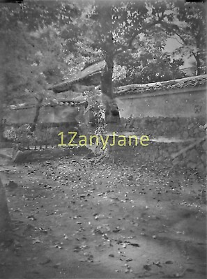 DA 11 12x8 cm JAPAN Glass Plate Negative JAPANESE FENCE AND WALL TREES BUSHES $53.42