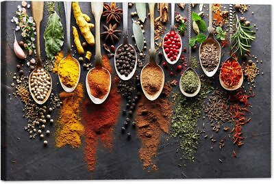 #ad Kitchen Dining Room Canvas Wall Decor Art Colorful Spices and Spoons $19.90