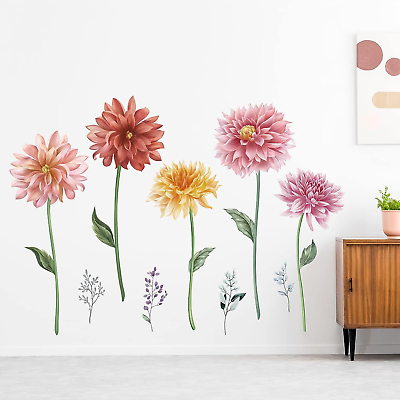 #ad #ad Decalmile Garden Flower Wall Decals Dahlia Blossom Floral Wall Stickers Bedroom $19.01